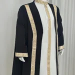 Altın Şerit İşlemeli Siyah Cübbe