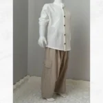 Bej Düğmeli Gömlek Açık Kahve Şalvar 2'li Umre Takımı - Görsel 2