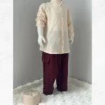 Bej Gömlek Bordo Şalvar 2'li Umre Takımı - Görsel 2