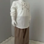 Bej Gömlek Koyu Kahve Şalvar 2'li Hac Takımı