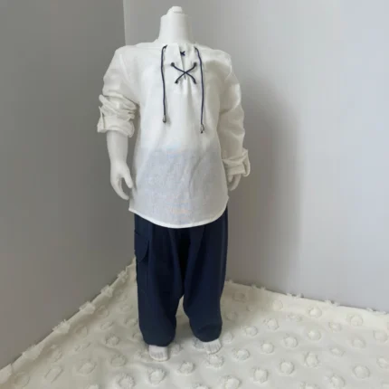 Bej Gömlek Lacivert Şalvar 2'li Hac Takımı