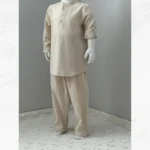 Bej Üst Düğmeli Gömlek Bej Şalvar 2'li Umre Takımı - Görsel 3