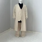 Bej Yelek Şalvar Siyah Gömlek Cübbe 4'lü takım Seti