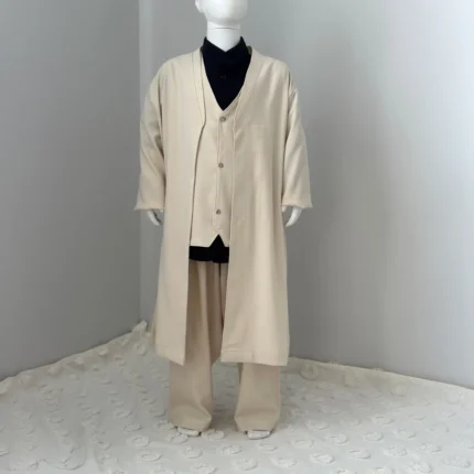 Bej Yelek Şalvar Siyah Gömlek Cübbe 4'lü takım Seti (2)