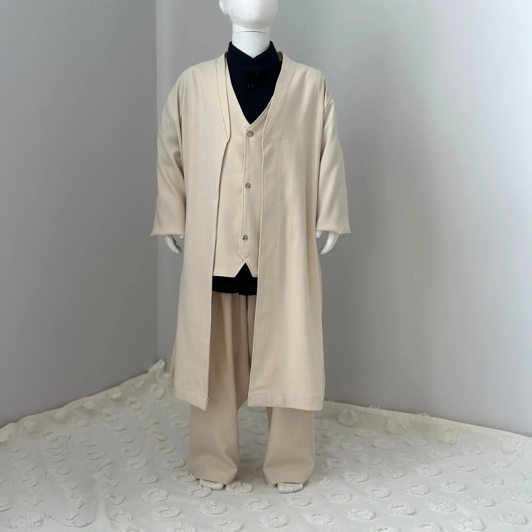 Bej Yelek Şalvar Siyah Gömlek Cübbe 4'lü takım Seti (2) Bej Yelek Şalvar Siyah Gömlek Cübbe 4'lü takım Seti (2)