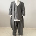 Gri Çizgili Yelek Şalvar Gömlek Cübbe 4'lü takım Seti