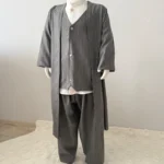 Gri Çizgili Yelek Şalvar Gömlek Cübbe 4'lü takım Seti 2