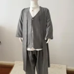 Gri Çizgili Yelek Şalvar Gömlek Cübbe 4'lü takım Seti (2)