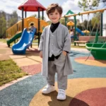 Gri Yelek Şalvar Siyah Gömlek Cübbe 4'lü Takım Seti 3