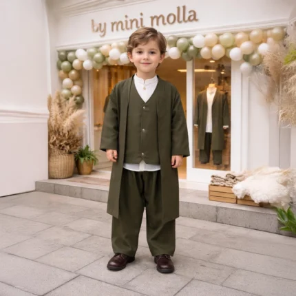 Haki Yelek Şalvar Gömlek Cübbe 4'lü Takım Seti 1