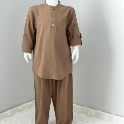 Kahve Gömlek Kahve Şalvar 2'li Hac Takımı