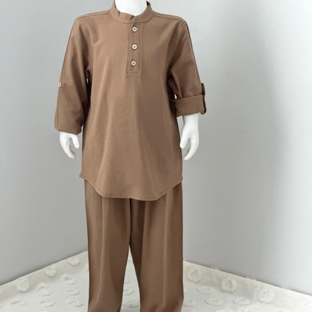 Kahve Gömlek Kahve Şalvar 2'li Hac Takımı 1 Kahve Gömlek Kahve Şalvar 2'li Hac Takımı