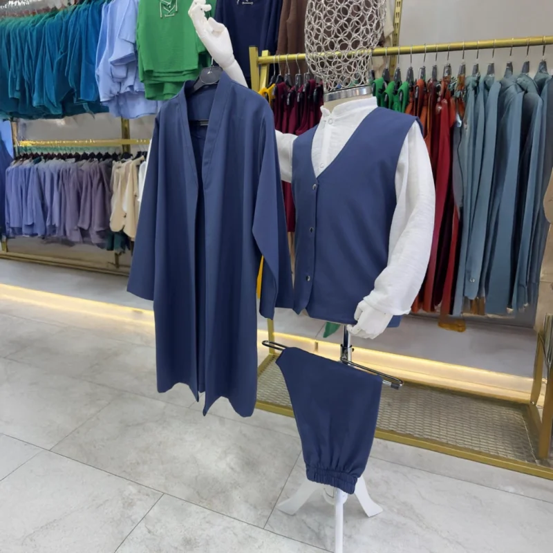 Lacivert Yelek Şalvar Gömlek Cübbe 4'lü Takım Seti 1 (3)