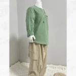 Yeşil Gömlek Krem Şalvar 2'li Umre Takımı - Görsel 2