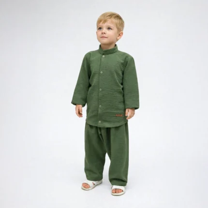 Yeşil Gömlek Yeşil Şalvar 2'li Hac Takımı