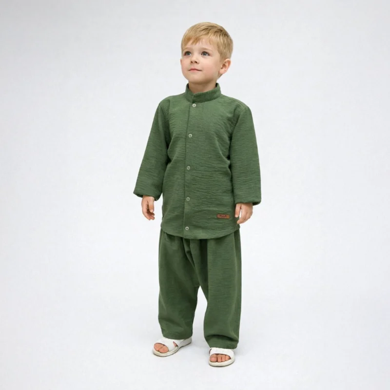 Yeşil Gömlek Yeşil Şalvar 2'li Hac Takımı